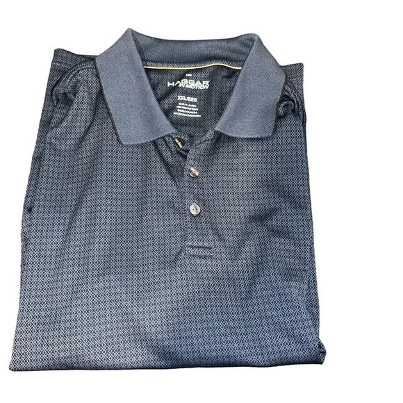 Haggar In Motion Mens XXL Blue Geometric Diamond Print Performance Polo #320 - Picture 6 of 7